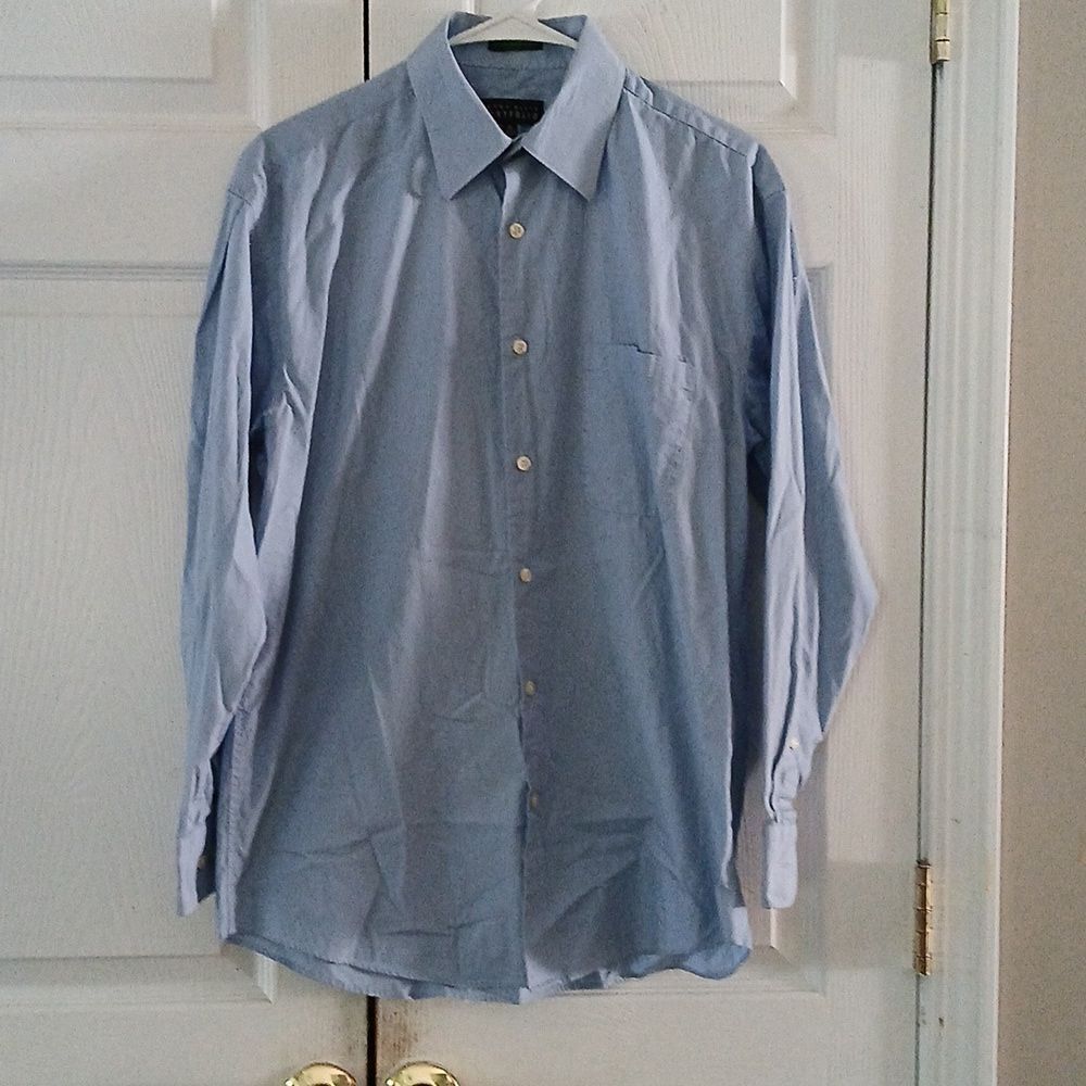 Perry Ellis Portfolio Stain Resistant blue button down dress shirt  Sz 15  32/33